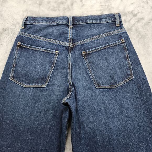 Old Navy Jeans Womens 12 Blue Dark Wash Extra High-Rise Balloon Distressed Ankle - Picture 5 of 12